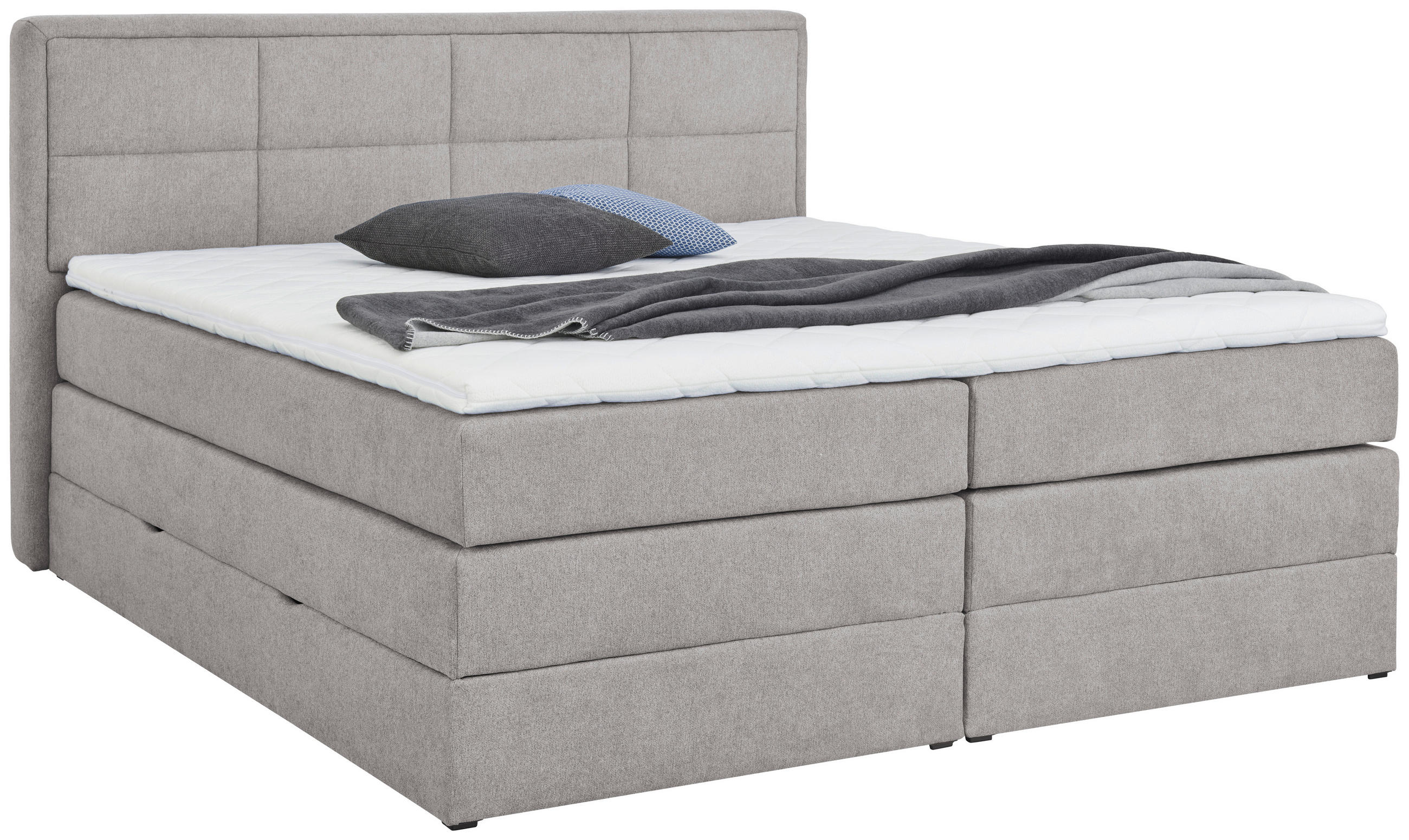 BOXSPRINGBETT 180/200 cm,  in Grau, Matratze, Bettkasten, Topper, H2 + H3 = mittel + fest  - Schwarz/Grau, KONVENTIONELL, Kunststoff/Textil (180/200cm) - Carryhome