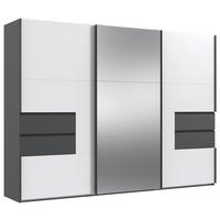 SCHWEBETÜRENSCHRANK Graphitfarben, Weiß 3 Tür(en)  - Schwarz/Graphitfarben, MODERN, Glas/Holzwerkstoff (300/216/65cm) - Stylife