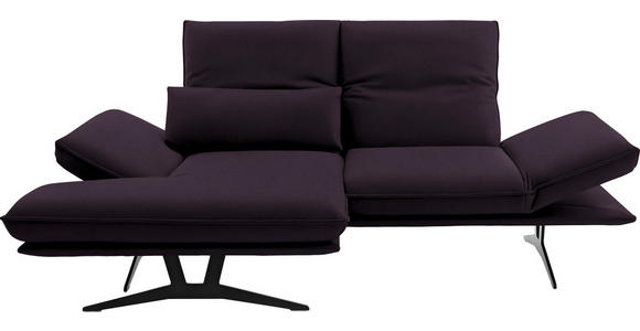 ECKSOFA in Echtleder Violett 130/210 cm - Gelb/Violett, Design, Leder/Metall (130/210cm) - Dieter Knoll