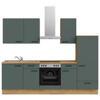 KÜCHENBLOCK 270 cm   in Eichefarben, Dunkelgrün  - Dunkelgrün/Eichefarben, MODERN, Holzwerkstoff/Metall (270cm) - Nobilia
