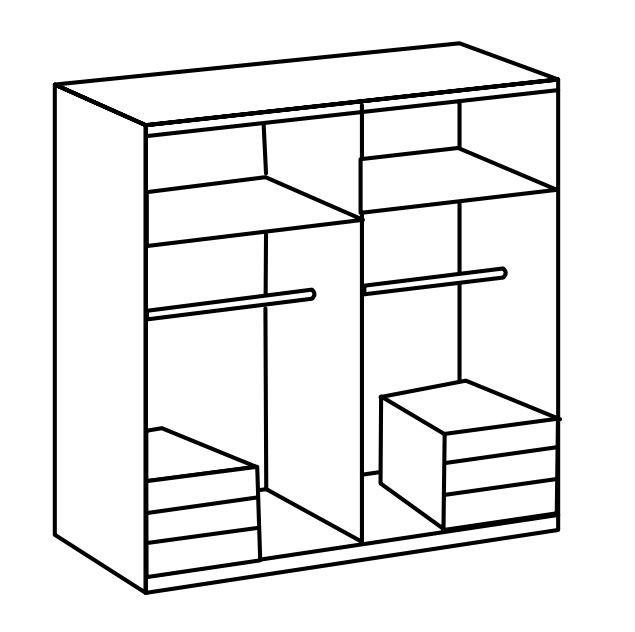 DREHTÜRENSCHRANK 4-türig Hellgrau, Weiß Hochglanz  - Chromfarben/Weiß Hochglanz, MODERN, Holzwerkstoff/Metall (200/216/58cm) - MID.YOU
