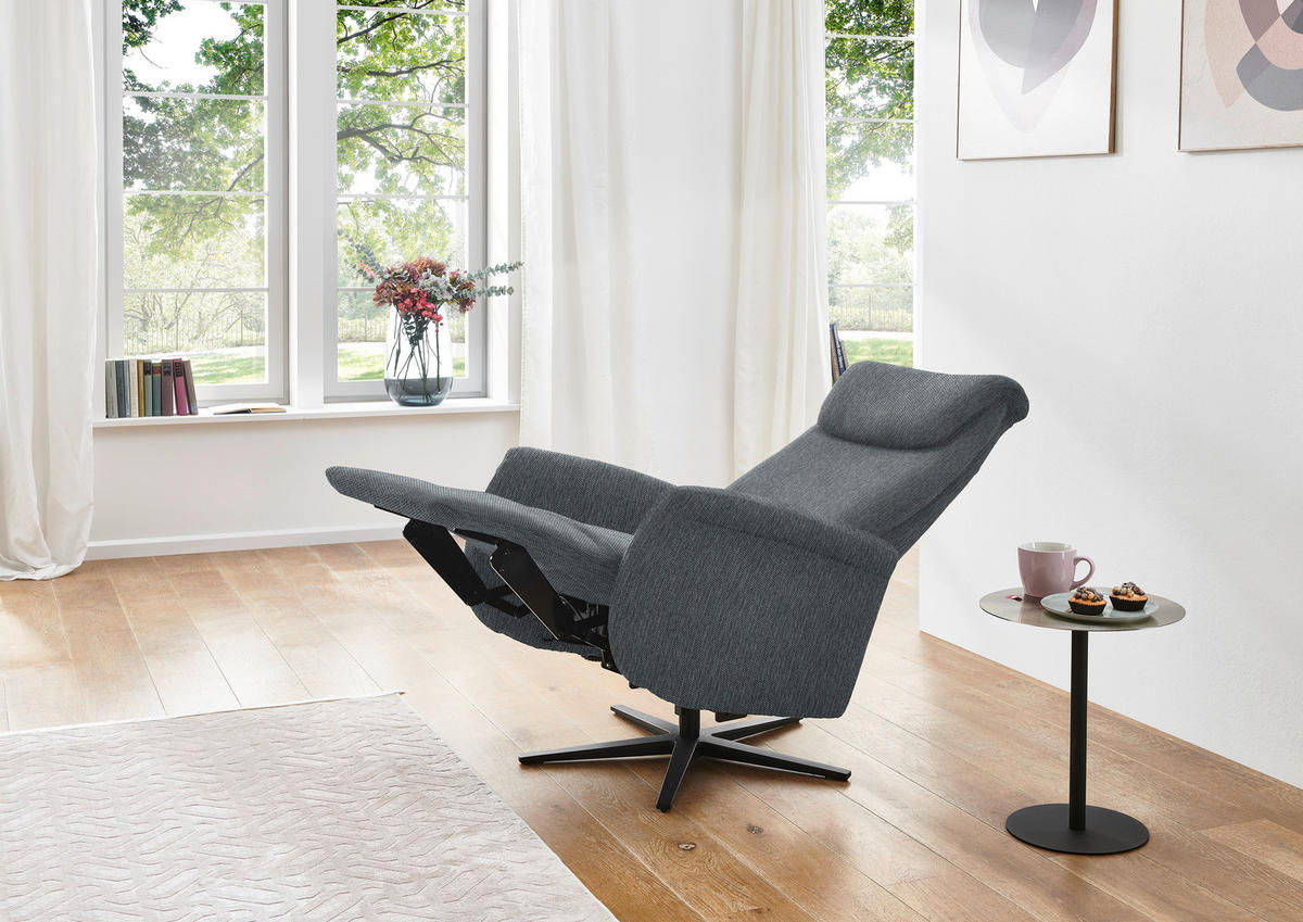 RELAXSESSEL in Textil Anthrazit  - Anthrazit/Schwarz, Design, Textil/Metall (77/115/89cm) - Pure Home Comfort