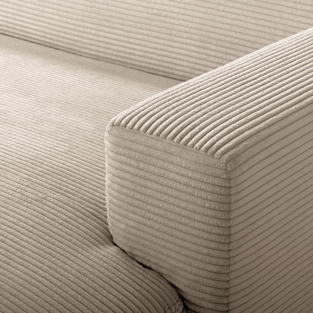 ECKSOFA RENO Hellgrau Cord Relaxfunktion, Kopfteilverstellung  - Hellgrau/Schwarz, Design, Kunststoff/Textil (248/184cm) - Livetastic
