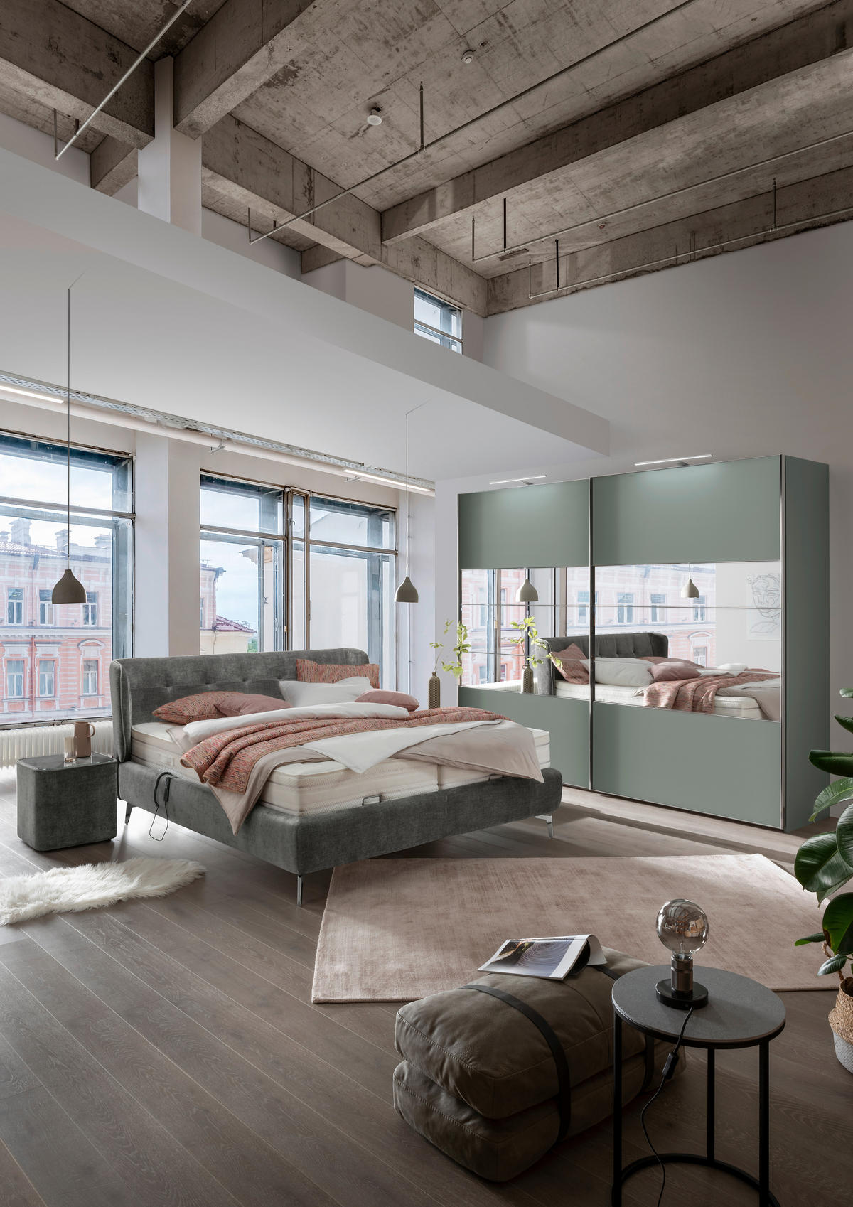 POLSTERBETT 180/200 cm,  in Grau, Dunkelgrau, gepolstertes Kopfteil, Bettkasten, motorische Verstellbarkeit, Lattenroste, Matratzen, H2 + H3 = mittel + fest  - Chromfarben/Dunkelgrau, Design, Holz/Holzwerkstoff (180/200cm) - Beldomo - Sleep