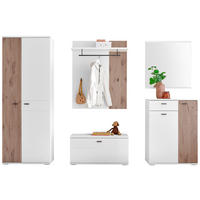GARDEROBE 5-teilig  in 260/198/37 cm  - Eichefarben/Weiß, Design, Holzwerkstoff (260/198/37cm) - Voleo