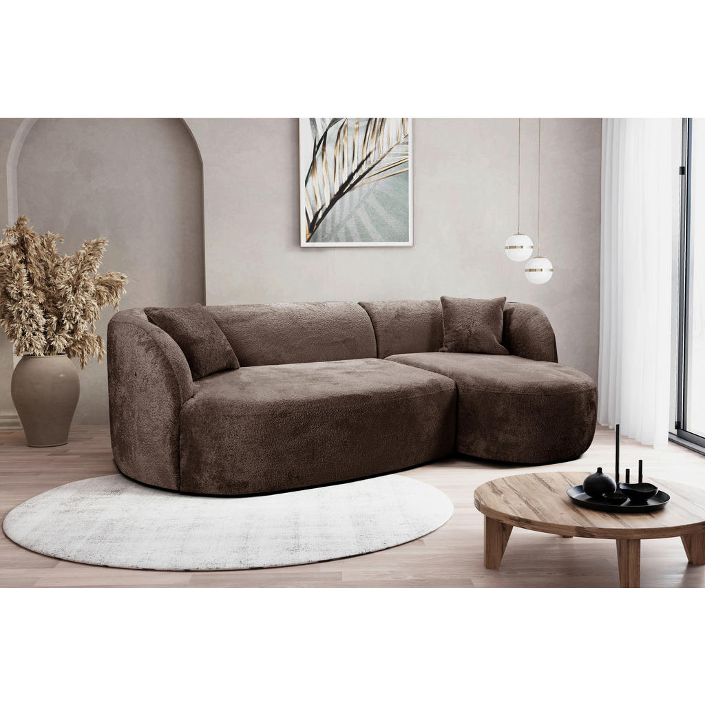 Thumbnail - Mid.you Ecksofa, Braun, Textil, 3-Sitzer, Ottomane rechts, L-Form, 264x143 cm, Made in EU, Wohnzimmer, Sofas & Couches, ...