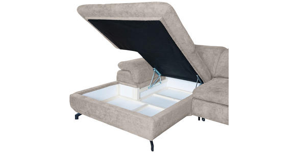 WOHNLANDSCHAFT Creme Struktur  - Creme/Schwarz, KONVENTIONELL, Textil/Metall (188/357/253cm) - Carryhome