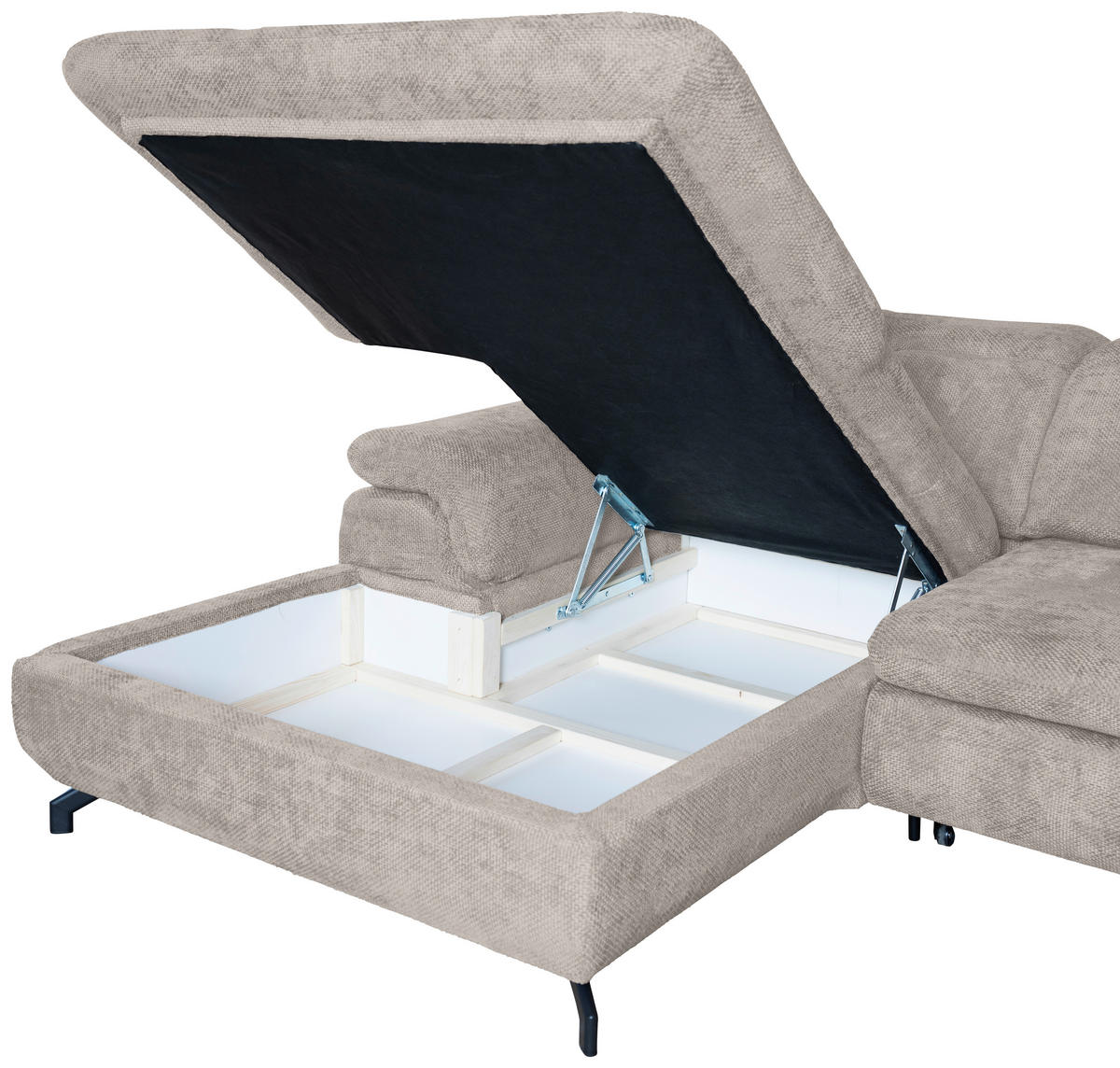 WOHNLANDSCHAFT in Struktur Creme  - Creme/Schwarz, KONVENTIONELL, Textil/Metall (188/357/253cm) - Carryhome