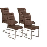 SCHWINGSTUHL-SET 4 Stück  in Edelstahl Mikrofaser  - Schlammfarben/Edelstahlfarben, MODERN, Textil/Metall (45/102/65cm) - MID.YOU