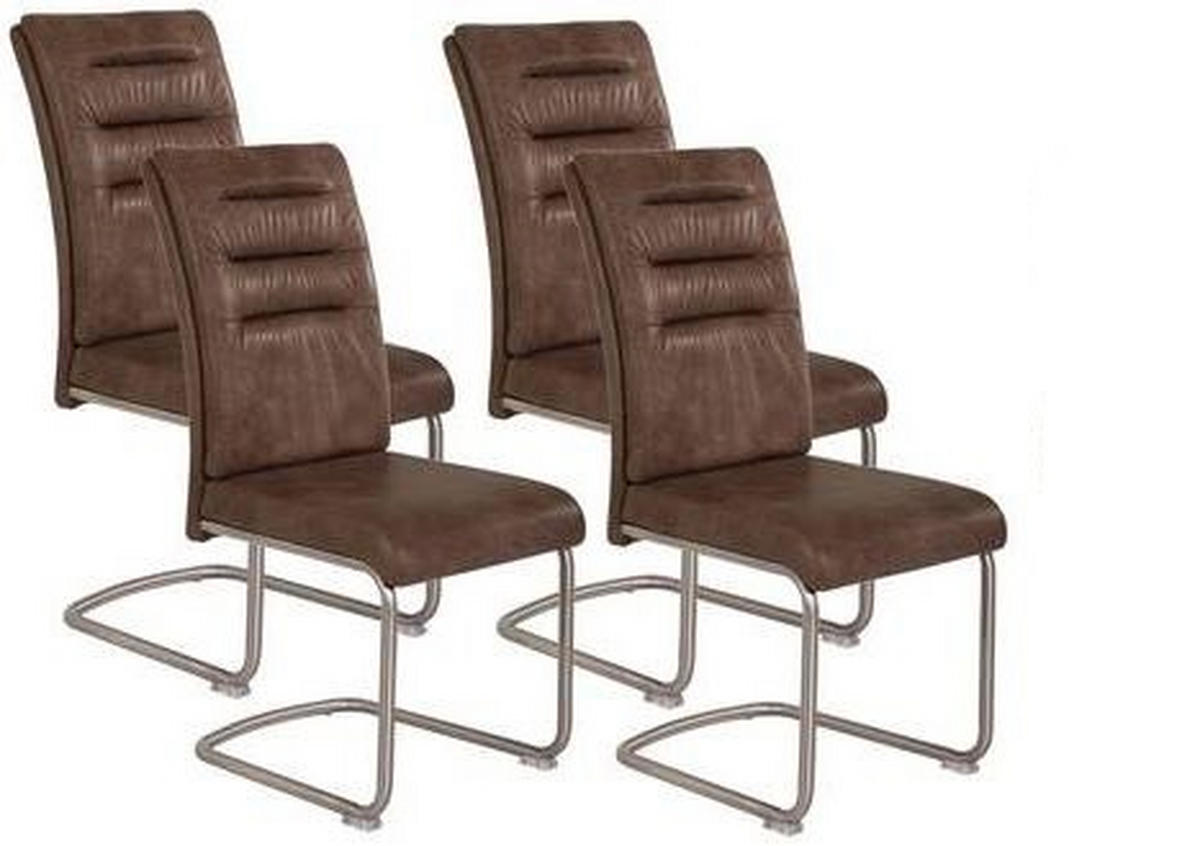 SCHWINGSTUHL-SET 4 Stück  in Edelstahl Mikrofaser  - Schlammfarben/Edelstahlfarben, MODERN, Textil/Metall (45/102/65cm) - MID.YOU