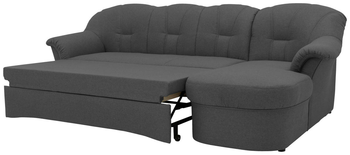 ECKSCHLAFSOFA in Webstoff Grau  - Schwarz/Grau, KONVENTIONELL, Kunststoff/Textil (233/142cm) - MID.YOU
