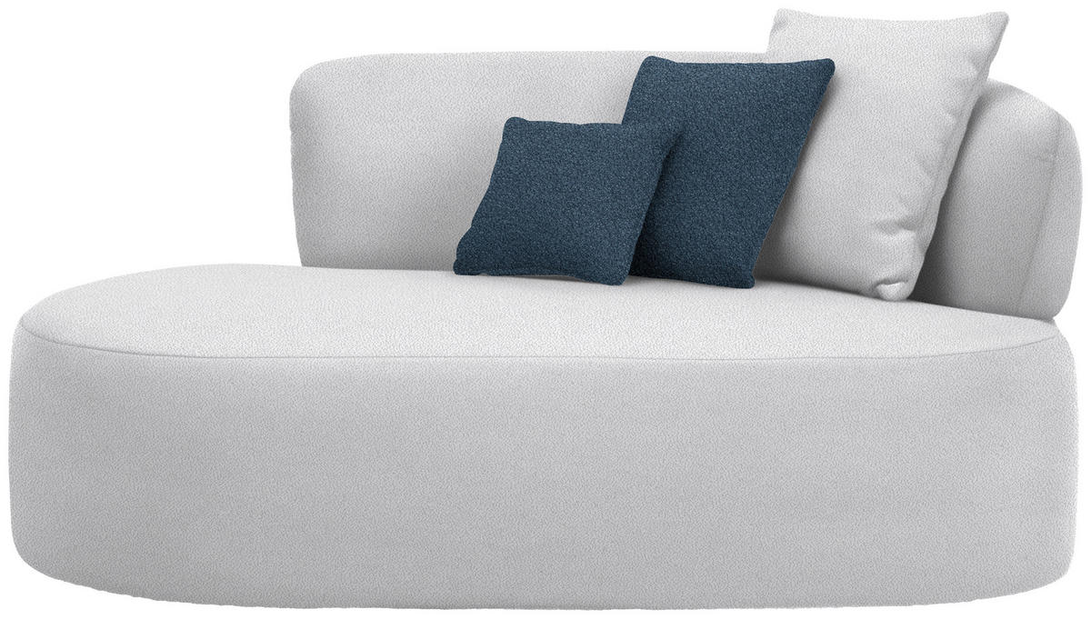 RÉCAMIERE  in Plüsch Hellgrau, Dunkelblau  - Hellgrau/Schwarz, MODERN, Kunststoff/Textil (166/86/105cm) - Hom`in