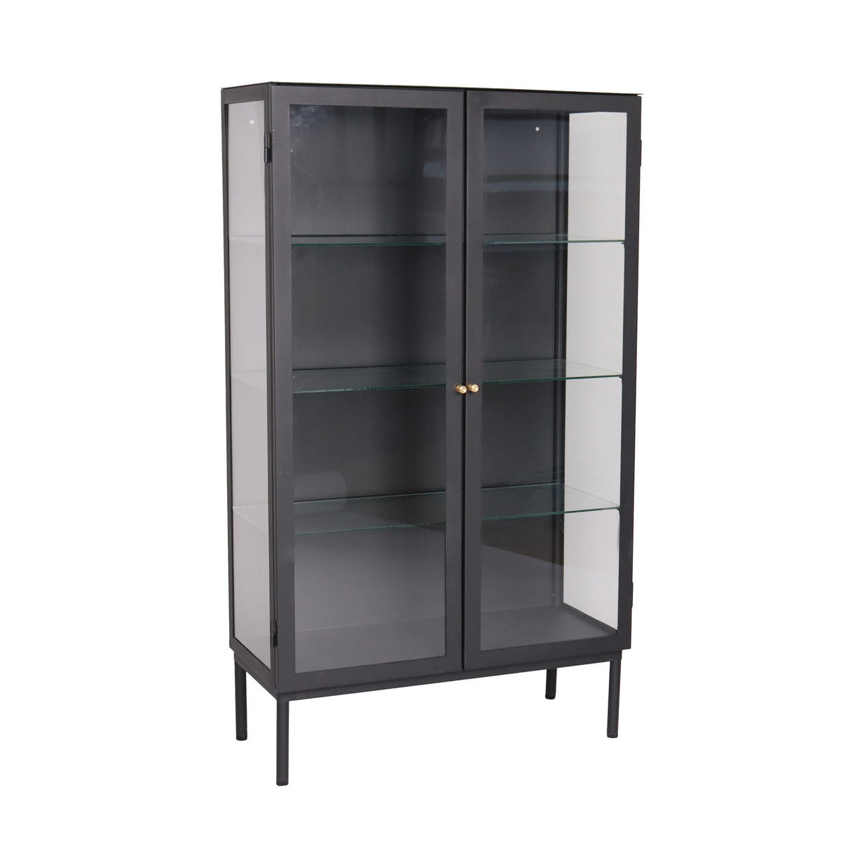 VITRINSKÅP  i svart, sandfärgad, transparent  - sandfärgad/svart, Klassisk, metall/glas (80/140/37cm) - Niels Andersson
