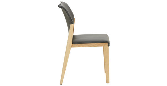 STUHL in Holz, Leder Grau, Buchefarben - Buchefarben/Grau, Natur, Leder/Holz (50/88/55cm) - Valnatura
