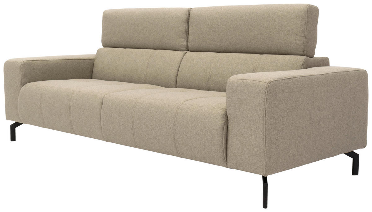 3-SITZER-SOFA in Webstoff Schlammfarben  - Schlammfarben/Schwarz, Design, Textil/Metall (238/79/104cm) - MID.YOU