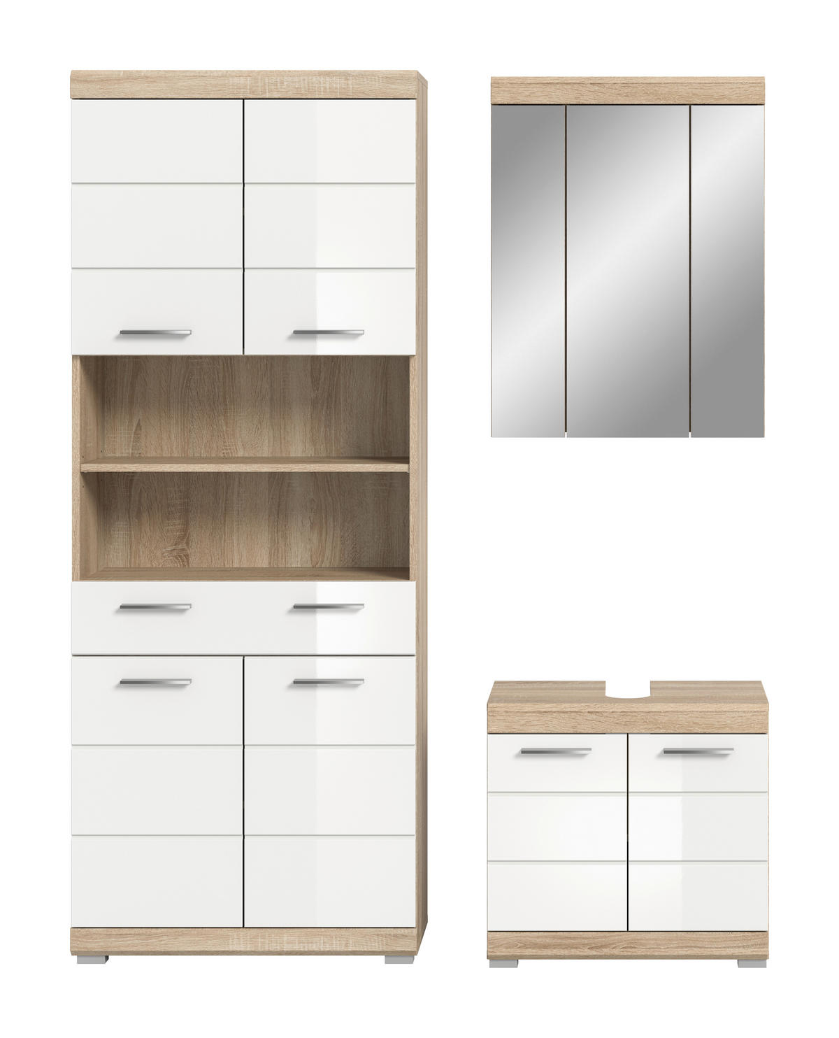 BADEZIMMER 3-teilig  in 134 cm  - Chromfarben/Eichefarben, Basics, Holzwerkstoff/Kunststoff (134cm) - MID.YOU