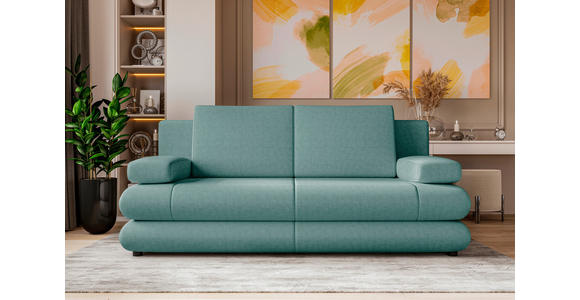 SCHLAFSOFA  in Mikrofaser Mintgrün  - Schwarz/Mintgrün, KONVENTIONELL, Kunststoff/Textil (212/93/90cm) - Carryhome
