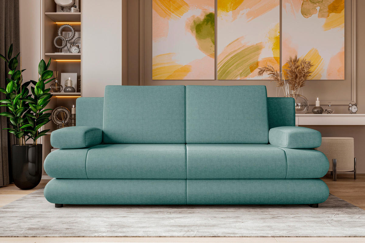 SCHLAFSOFA  mit Liegefunktion, Rücken echt Mikrofaser Mintgrün  - Schwarz/Mintgrün, KONVENTIONELL, Kunststoff/Textil (212/93/90cm) - Carryhome