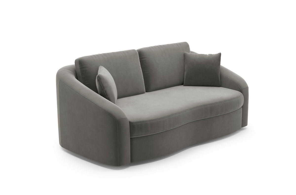 2,5-SITZER in Samt Grau  - Schwarz/Grau, Modern, Kunststoff/Textil (196/88/107cm) - Sit & More