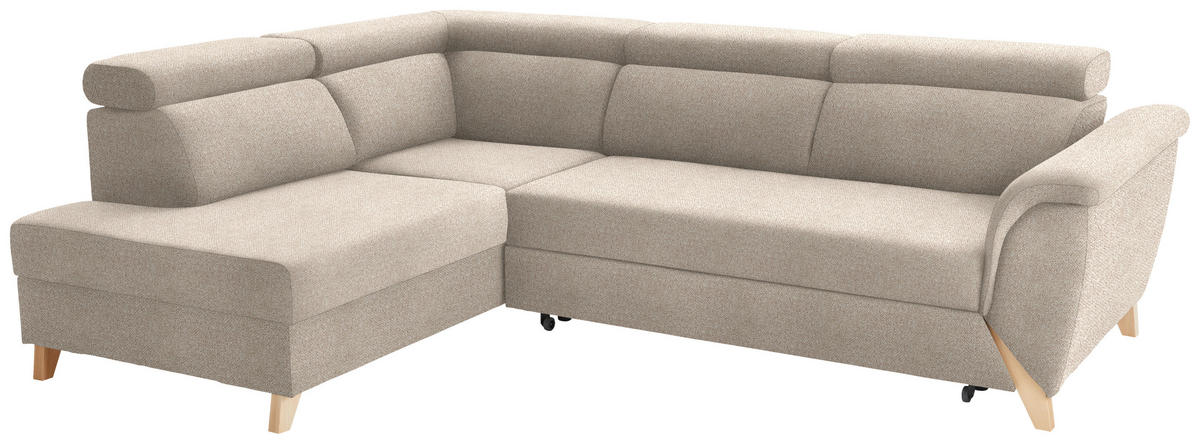ECKSOFA in Bouclé Creme  200/265 cm  - Creme/Naturfarben, KONVENTIONELL, Holz/Textil (200/265cm) - Stylife