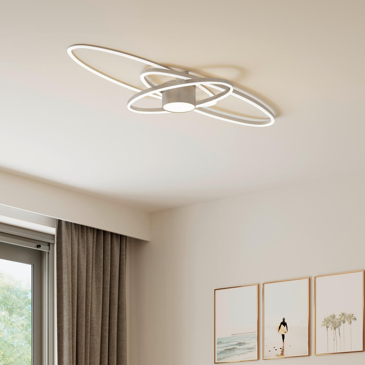 LED-TAKLAMPA Cuva 58 W 101/43/8,5 cm  - nickelfärgad, Design, metall/plast (101/43/8,5cm) - Novel