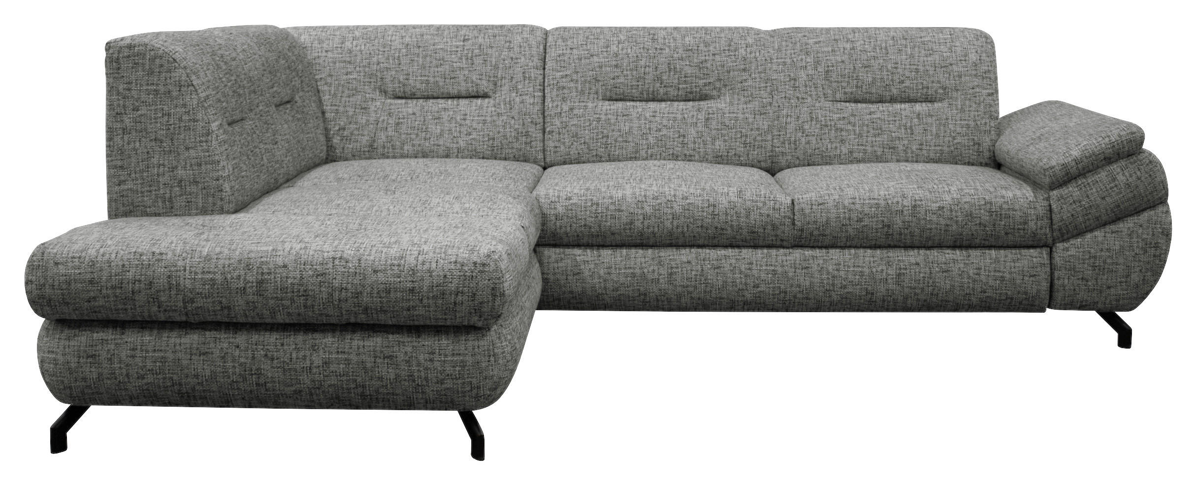ECKSOFA Grau Struktur, Plüsch  - Schwarz/Grau, Design, Textil/Metall (201/274cm) - MID.YOU