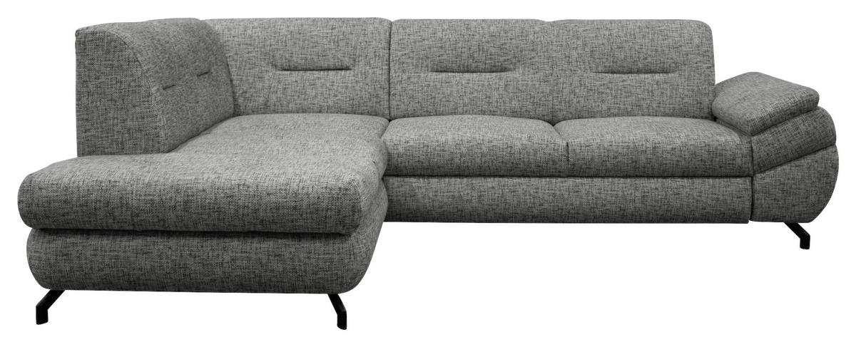 ECKSOFA Grau Struktur, Plüsch  - Schwarz/Grau, Design, Textil/Metall (201/274cm) - MID.YOU