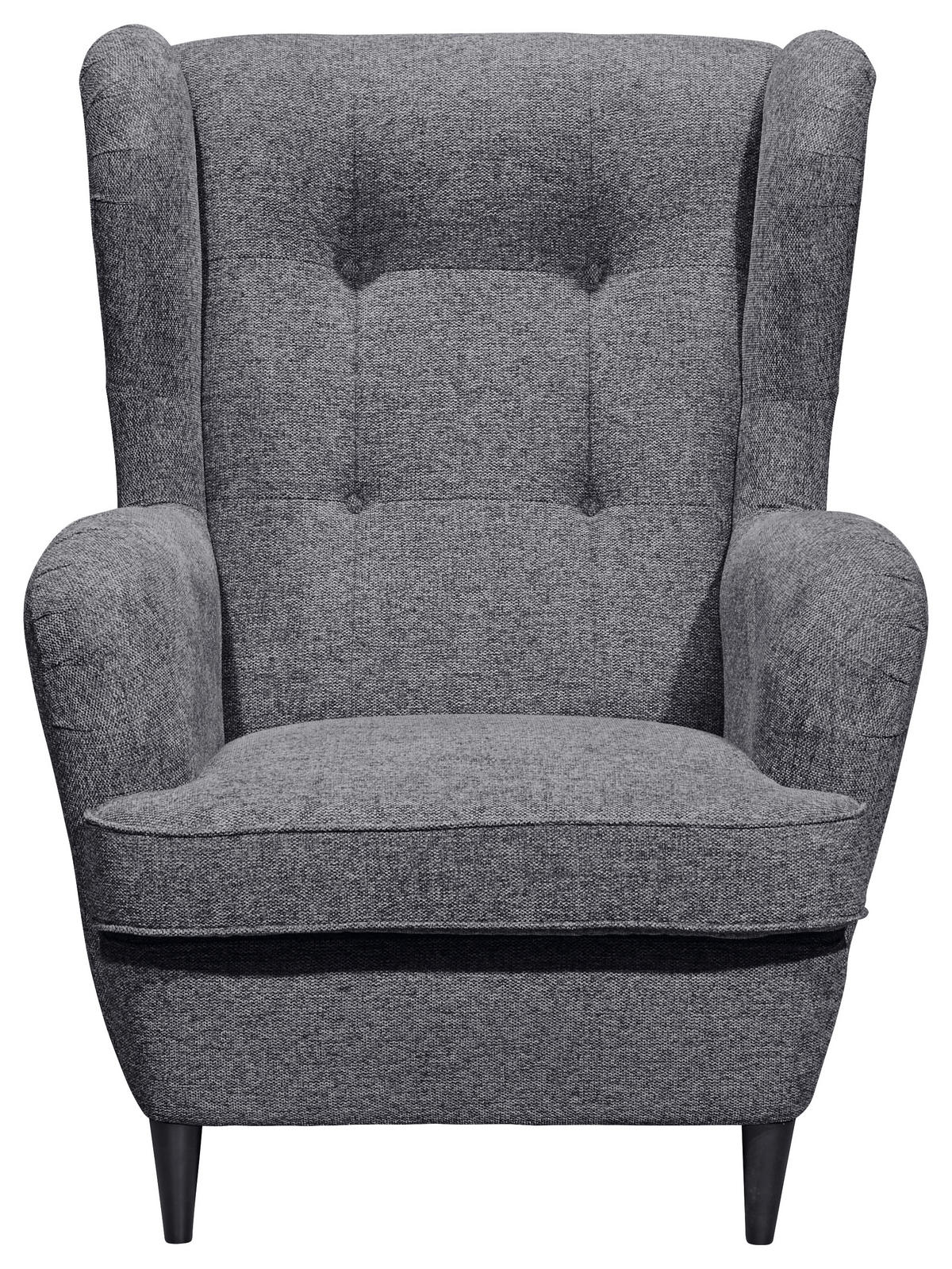ÖRONLAPPSFÅTÖLJ i vävt tyg antracit  - svart/antracit, Basics, trämaterial/textil (78/102/98cm) - MID.YOU