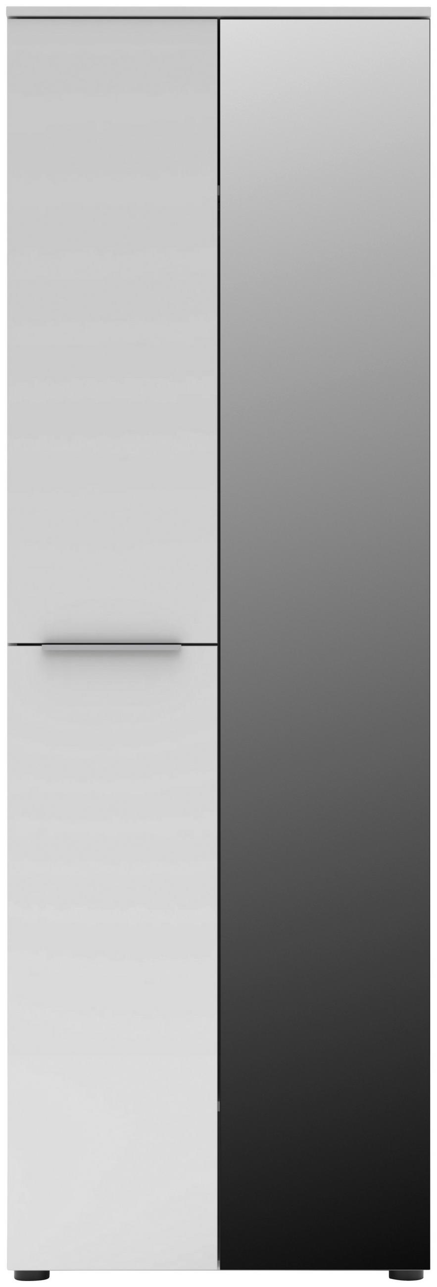 GARDEROBNA OMARA bela - barve kroma/črna, Moderno, kovina/steklo (65/196/41cm) - Voleo