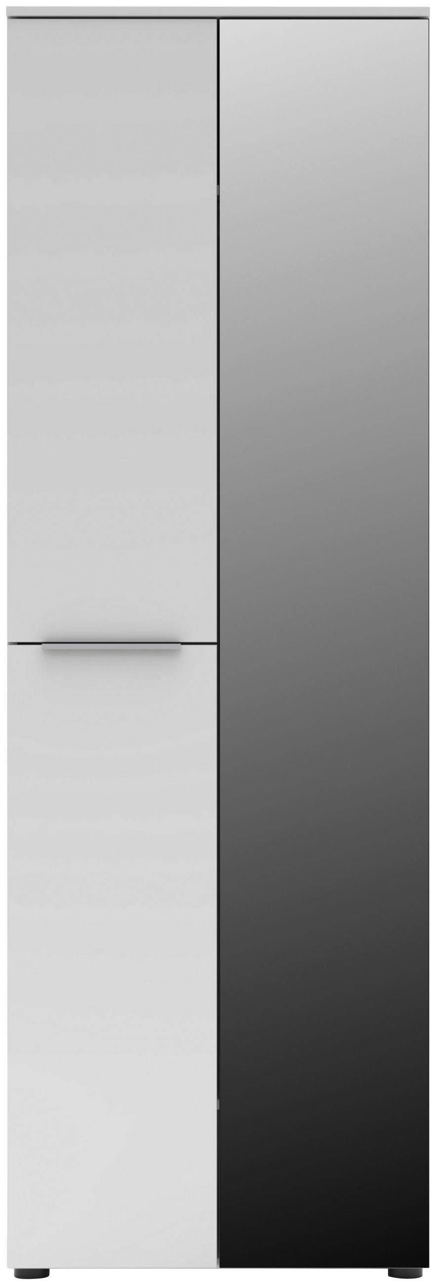 GARDEROBNA OMARA bela - barve kroma/črna, Moderno, kovina/steklo (65/196/41cm) - Voleo