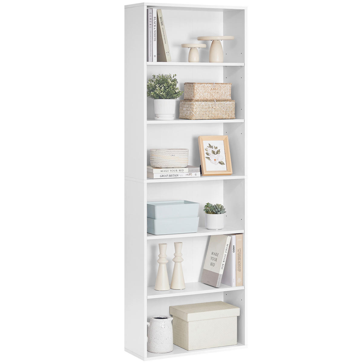 NÁSTENNÁ KNIŽNICA, biela, 60/178,5/24 cm - biela, Basics, kompozitné drevo (60/178,5/24cm) - Boxxx