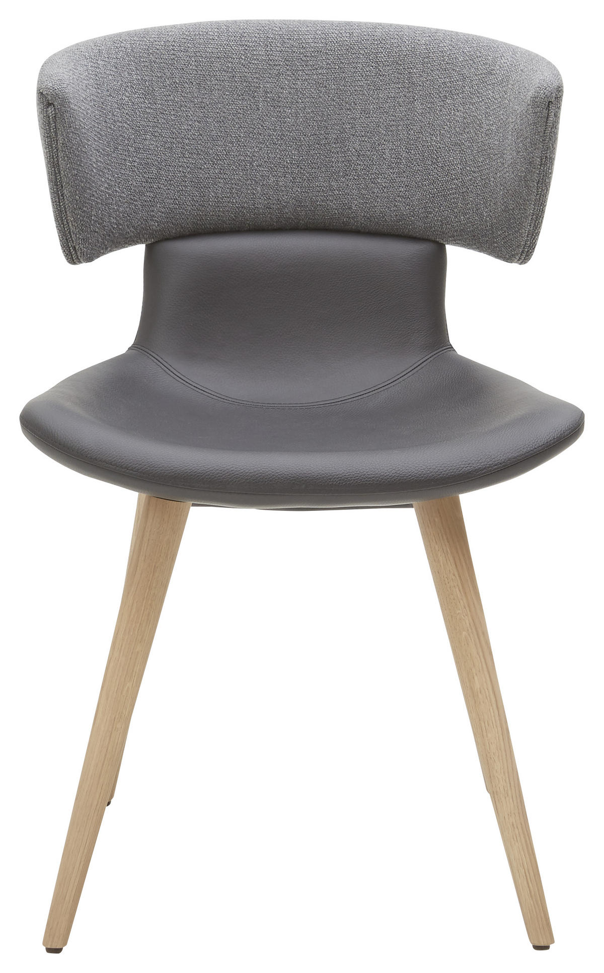 STUHL  in Echtleder pigmentiert  - Eichefarben/Schwarz, Design, Leder/Holz (54/82,5/58cm) - Voglauer