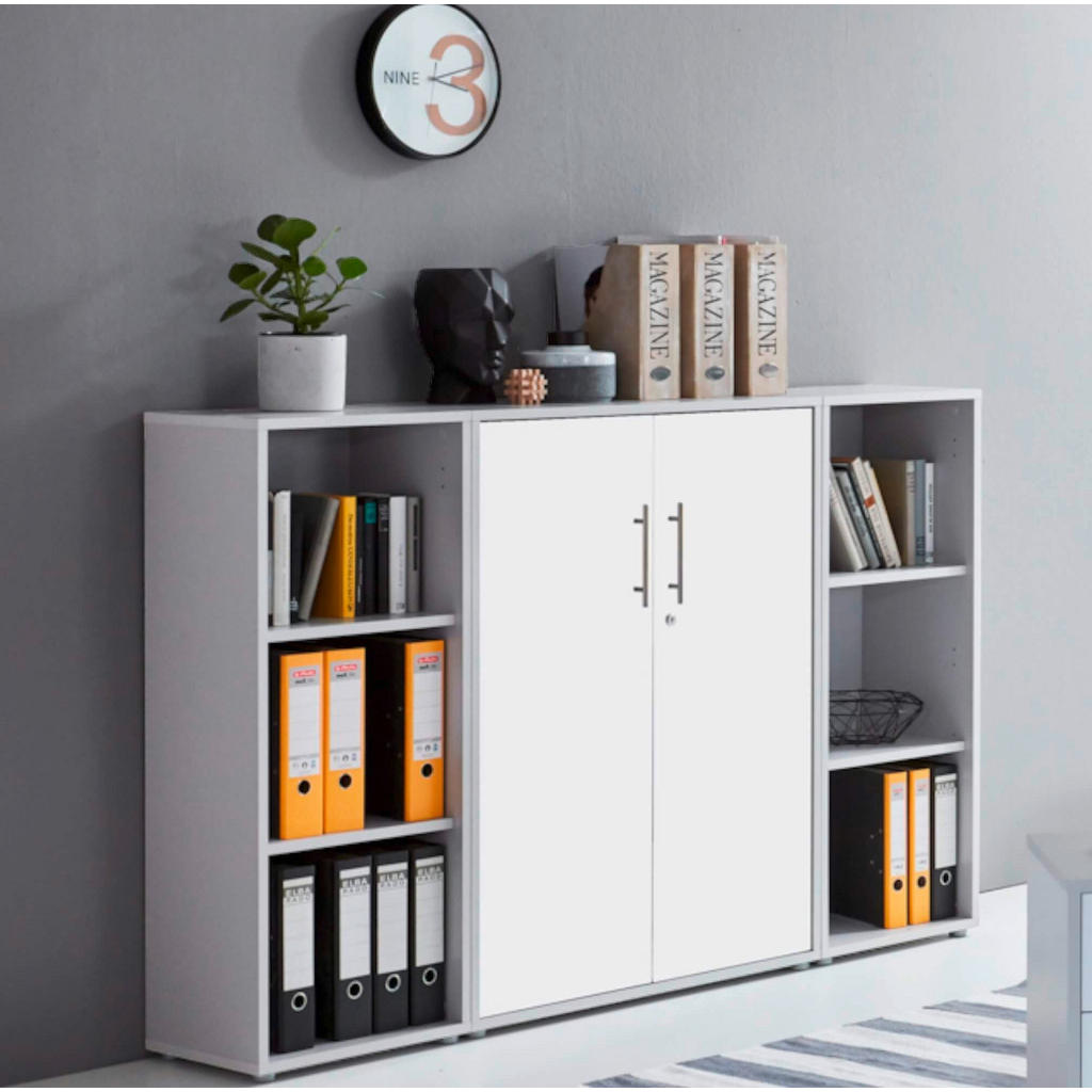 Thumbnail - Mid.you Büro Office Edition - Büro Set 2, Grau, Weiß, 2,4 Fächer, 3 Schubladen, Made in Germany, erweiterbar, in verschi...