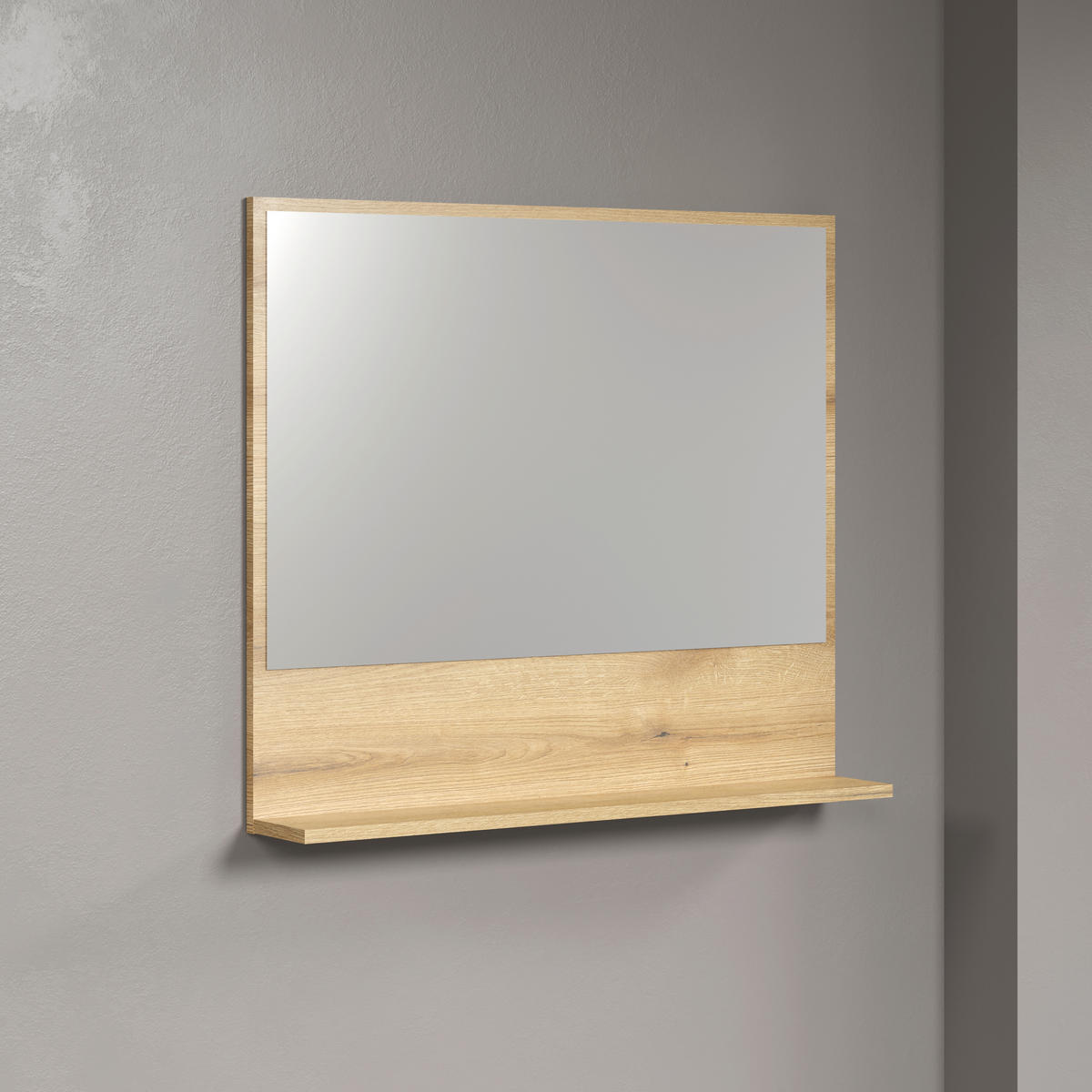 BADEZIMMERSPIEGEL 80/74/14 cm  - Eichefarben, Trend, Glas/Holzwerkstoff (80/74/14cm) - MID.YOU