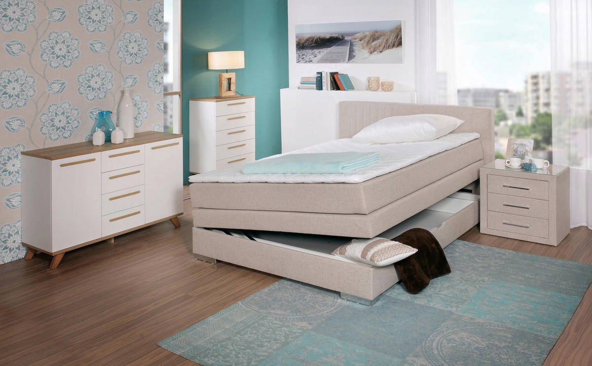 POSTELJA BOXSPRING 140 cm   x 200 cm  , tekstil bež  - bež, Design, tekstil (140/105/200cm) - Esposa