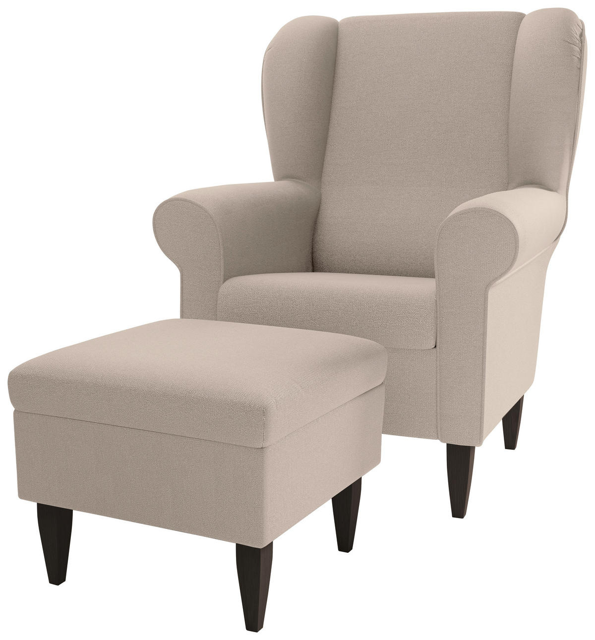 SESSELSET Struktur Beige  - Wengefarben/Beige, Konventionell, Holz/Textil (80/102/86cm) - Livetastic