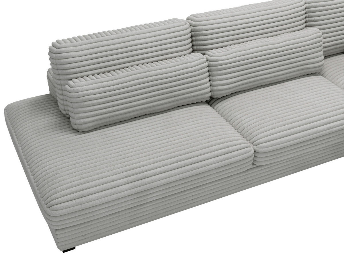 ECKSOFA in Cord, Plüsch Grau  - Schwarz/Grau, Design, Kunststoff/Textil (332/244cm) - Livetastic