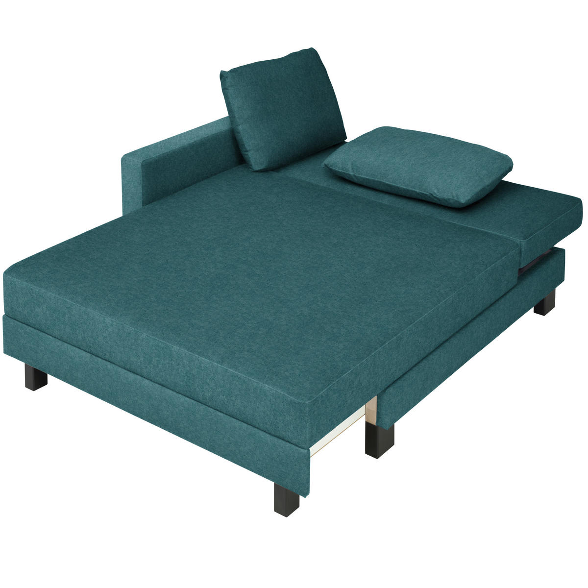 LIEGE  in Velours Blau  - Eiche dunkel/Blau, MODERN, Holz/Textil (137/72/155cm) - Joka