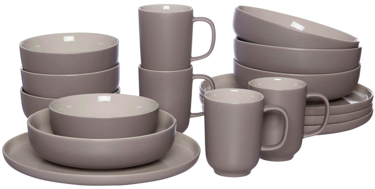 KOMBISERVICE Taupe JASPER 16-teilig 4 Personen  - Taupe, Design, Keramik (41/39/34cm) - Ritzenhoff Breker