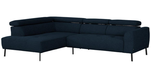 ECKSOFA in Chenille Dunkelblau  205/280 cm  - Schwarz/Dunkelblau, Design, Textil/Metall (205/280cm) - Xora