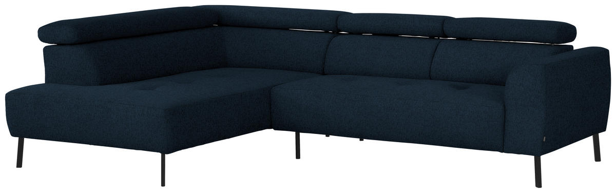 ECKSOFA in Chenille Dunkelblau  205/280 cm  - Schwarz/Dunkelblau, Design, Textil/Metall (205/280cm) - Xora