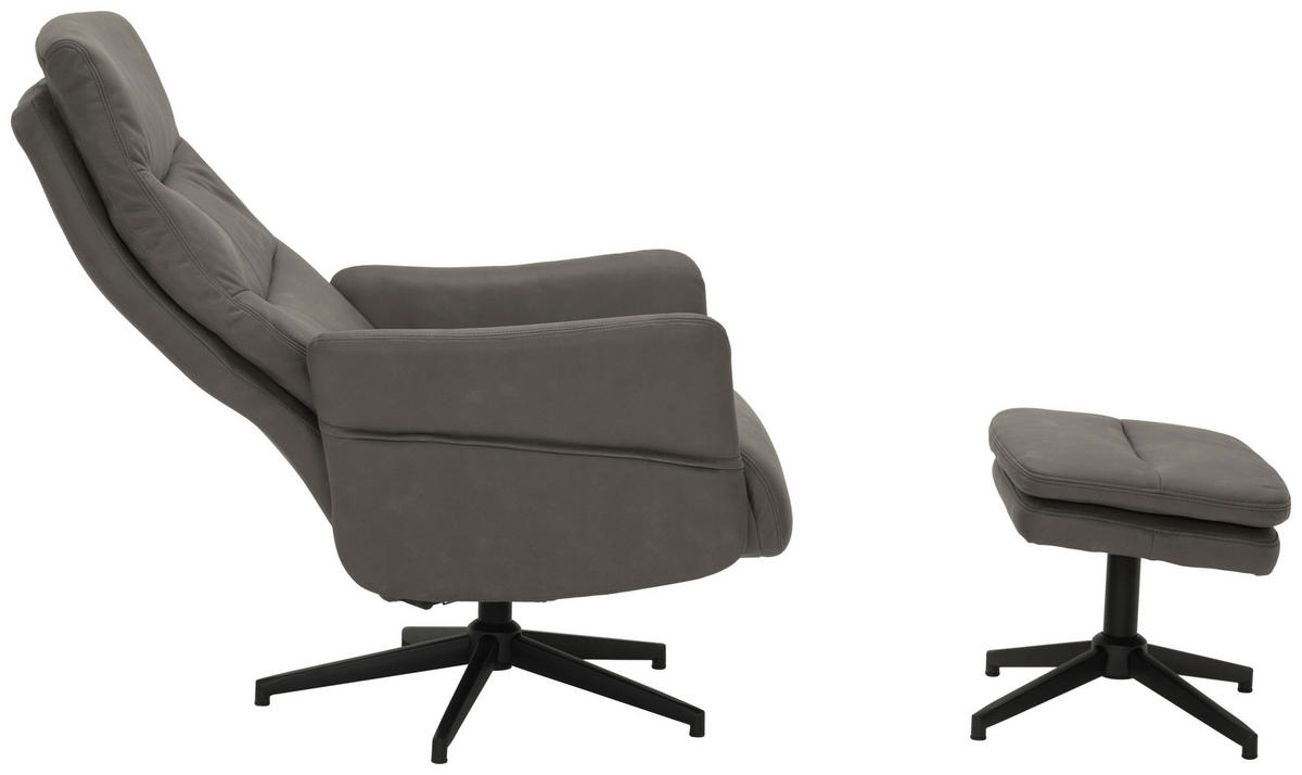 RELAXSESSELSET Mikrofaser    - Schwarz/Grau, Design, Textil/Metall (75/113/98cm) - Livetastic