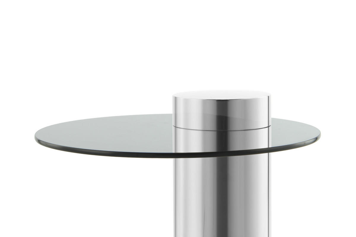 BEISTELLTISCH 46/46/52 cm Silberfarben rund  - Silberfarben, Design, Glas/Metall (46/46/52cm) - Kayoom