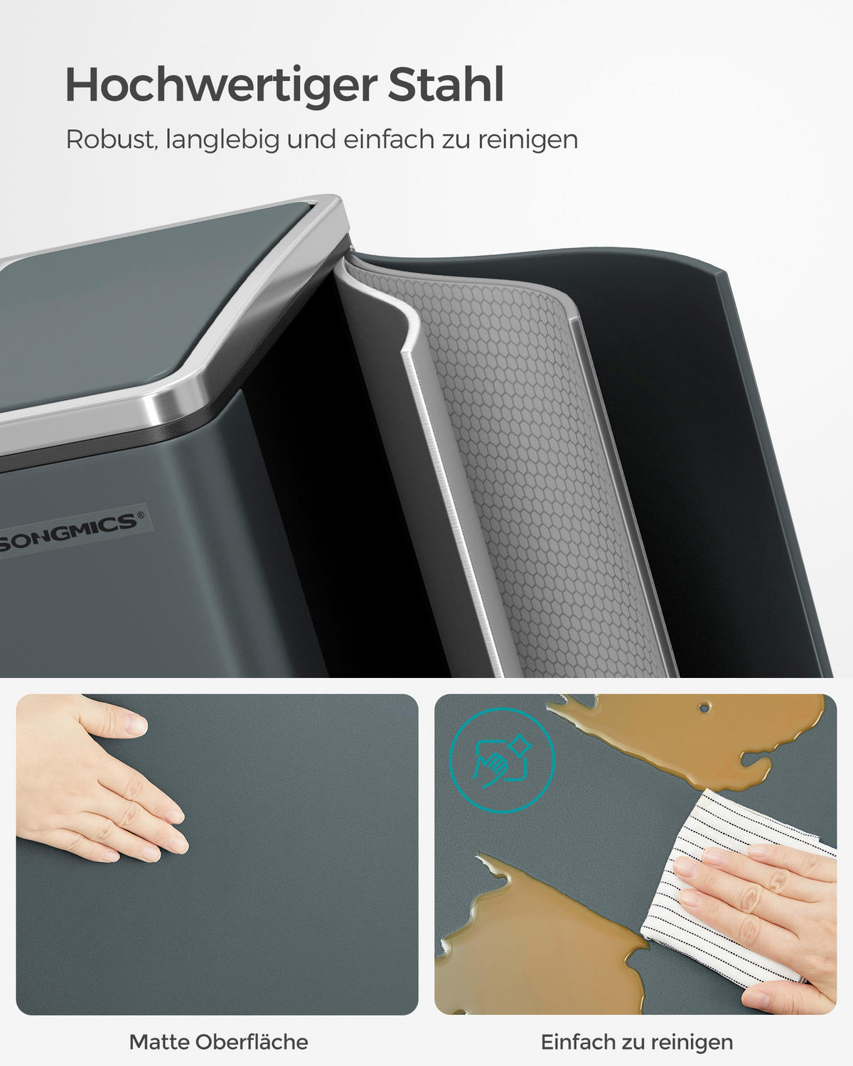 ABFALLSAMMLER 30 L  - Schwarz, Basics, Kunststoff/Metall (41/47/31,5cm)