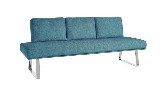 SITZBANK 224/92/78 cm  in Hellblau  - Chromfarben/Hellblau, Design, Textil/Metall (224/92/78cm) - Dieter Knoll