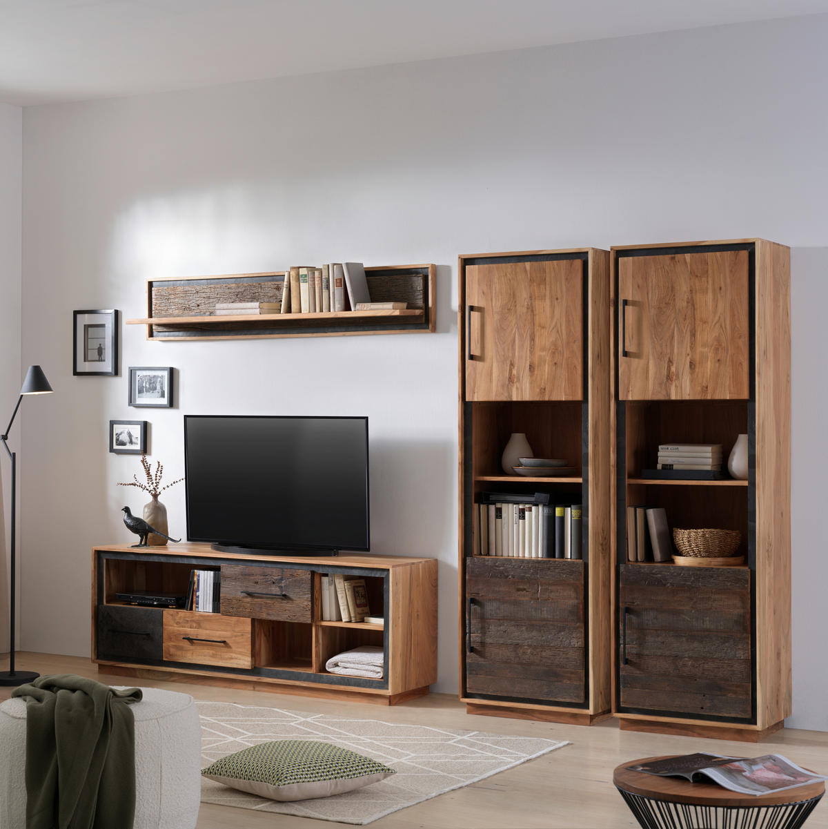 NÍZKA KOMODA, akácia, recyklované drevo, hnedá, farba akácie, tmavosivá, 160/60/40 cm - hnedá/čierna, Trend, kov/drevo (160/60/40cm) - Landscape