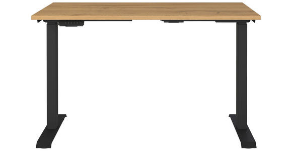 SCHREIBTISCH höhenverstellbar, in verschiedenen Holz-Dekoren erhältlich - Eichefarben/Schwarz, MODERN, Holzwerkstoff/Metall (120/80/72-118cm) - Novel