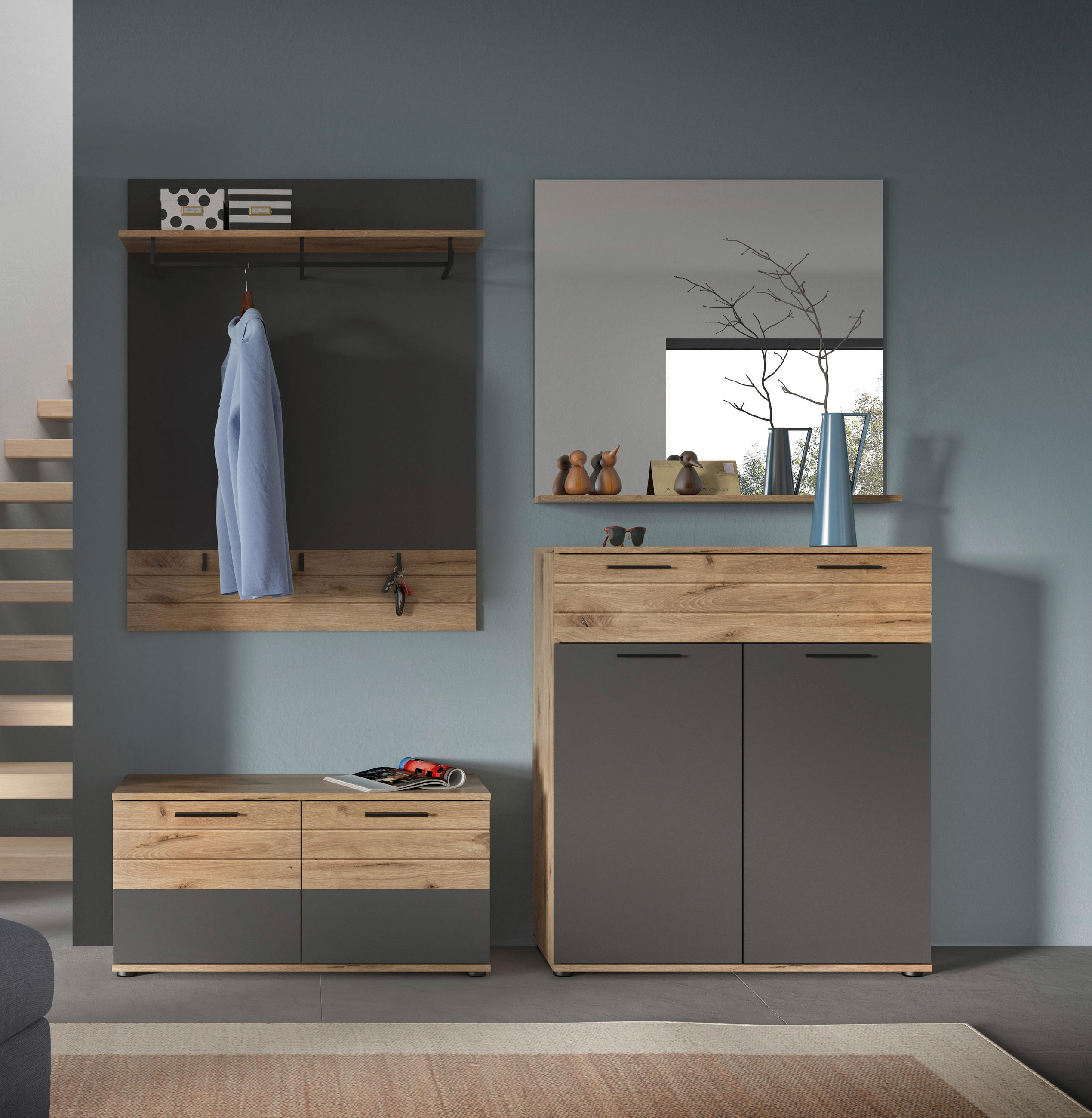 GARDEROBE 4-teilig in 195/200/38 cm - Glas/Holzwerkstoff (195/200/38cm) - MID.YOU