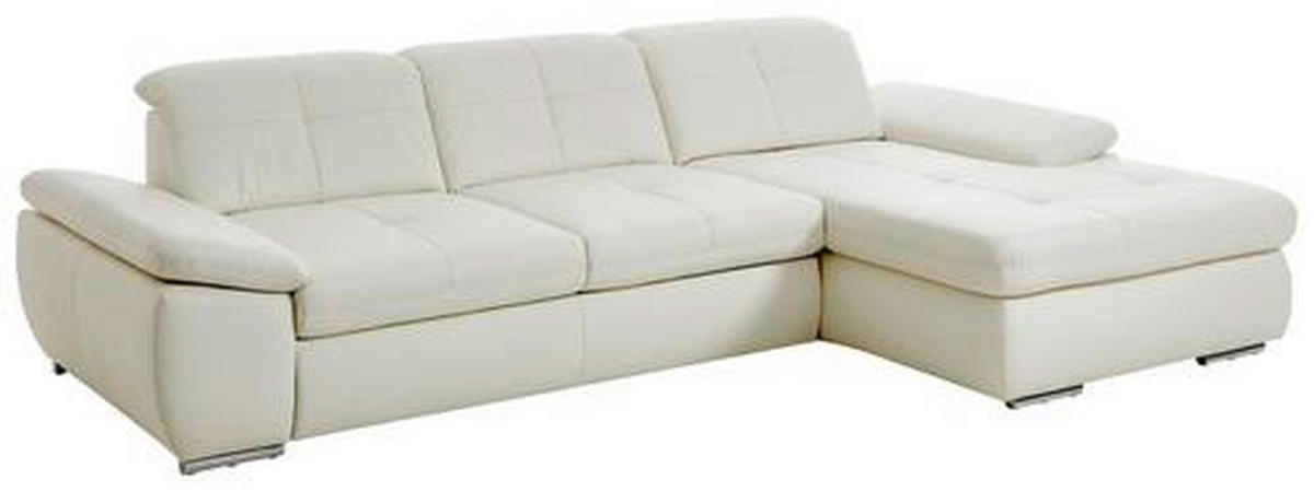 ECKSOFA in Echtleder Weiß  325/195 cm  - Edelstahlfarben/Weiß, Design, Leder/Metall (325/195cm) - Beldomo Speed