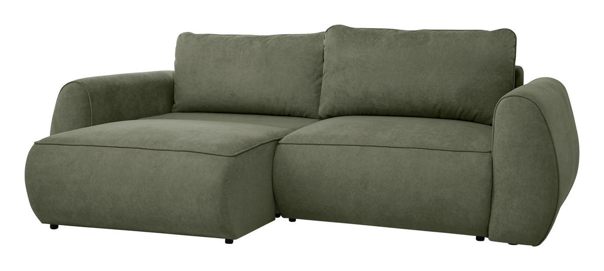 SCHLAFSOFA Chenille Grün  - Schwarz/Grün, Konventionell, Kunststoff/Textil (257/96/110cm) - Milino